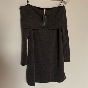 NWT dark heather gray off shoulder sweater dress
